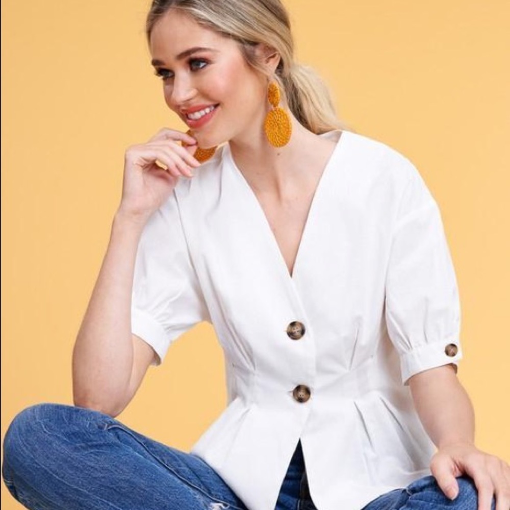 NEW - Casual Peplum White Jacket